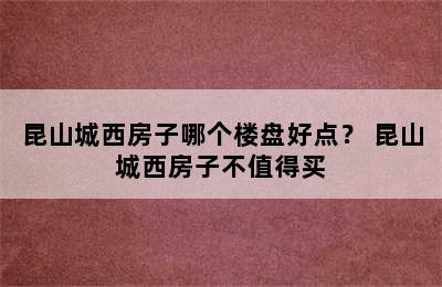 昆山城西房子哪个楼盘好点？ 昆山城西房子不值得买